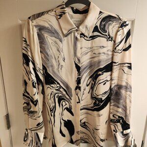 Lafayette 148 marble print silk blouse size S